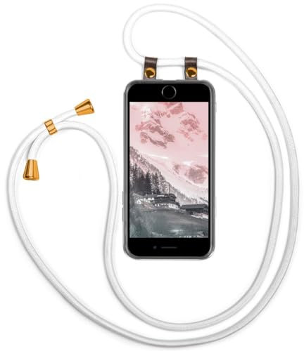 moex Handykette für iPhone 6s Plus / 6 Plus Hülle mit Band abnehmbar, Handyhülle mit Kette zum Umhängen, Handyband Kordel Umhängehülle, Necklace Handy Umhängeband, Weiß
