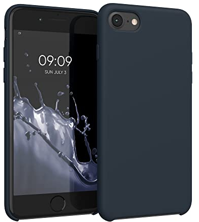kwmobile Hülle kompatibel mit Apple iPhone SE (2022) / iPhone SE (2020) / iPhone 8 / iPhone 7 Hülle - Silikon Handy Case - Handyhülle weiche Oberfläche - kabelloses Laden - Heidelbeerblau