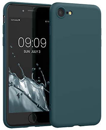 kwmobile Case Compatible with Apple iPhone SE (2022) / iPhone SE (2020) / iPhone 8 / iPhone 7 Case - Slim Protective TPU Silicone Phone Cover - Teal Matte