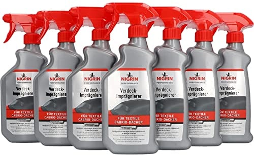 NIGRIN Verdeck Imprägnierer, 7 x 500 ml Sprühflasche, wasser- und schmutzabweisend, bis zu 6 Monate Abperl-Effekt, Weiss