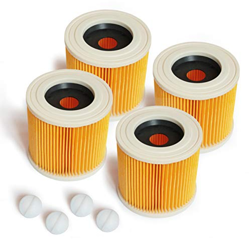 MI:KA:FI 4x Filtro de cartucho | para Kärcher Aspiradora en seco y húmedo + aspiradora multiusos | WD2 + WD3 + WD2.200 + WD3.200 + WD3.300 M + WD3.500 P + SE 4001 + SE 4002 | como 6.414-552.0