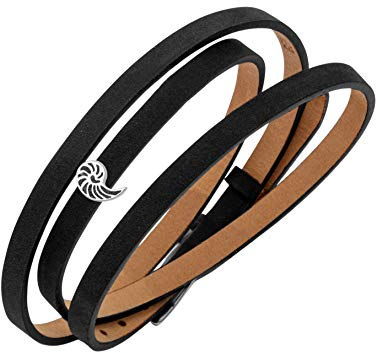 DUR Schmuck: Armband, Lederarmband schwarz mit Lavasandelement, A1598 5 Motiv Motiv Nautilus