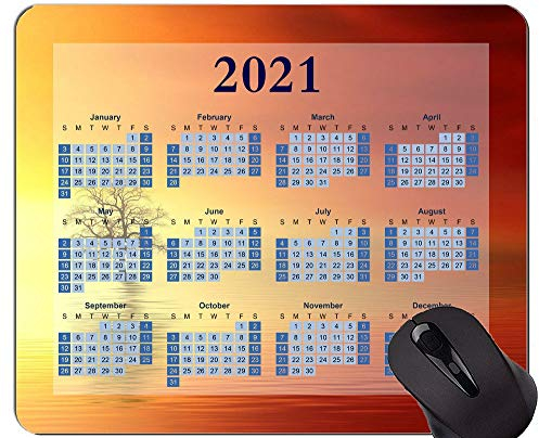 2021 Mouse Pad Kalender, Sunset Tree Dawn Rubber Mouse Pad