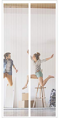 GUOGAI Moustiquaire sur Mesure AimantéE, 135x215cm(53x85inch) Facile à Installer sans Percer Moustiquaire Porte Fenetre Anti Insecte Mouche Moustique Portes De Balcon Portes Coulissantes, Blanc A