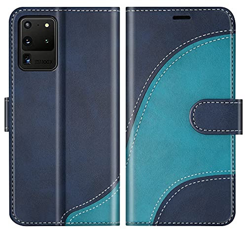BoxTii Coque pour Galaxy S20 Ultra, Portefeuille Etui en Cuir PU, Magnétique Protection Housse Coque pour Samsung Galaxy S20 Ultra, Bleu