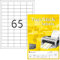 TopStick 8781 Adressetiketten, 1000 Blatt, 38,1 x 21,2 mm, 65 pro A4 Bogen, 65000 Stück, selbstklebend, bedruckbar, matt, blanko Papier Adressaufkleber Etiketten, weiß