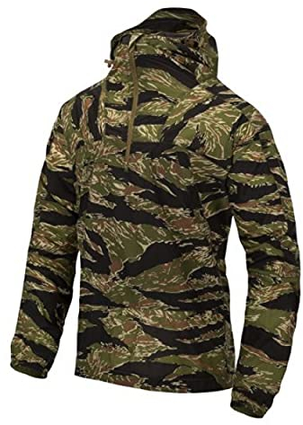 Helikon-Tex Taktische Feldjacke Windrunner - Outdoor, Freizeit - mit Kapuze, Taschen - Winddichte Outdoorjacke - Tigerstreifen - Größe S
