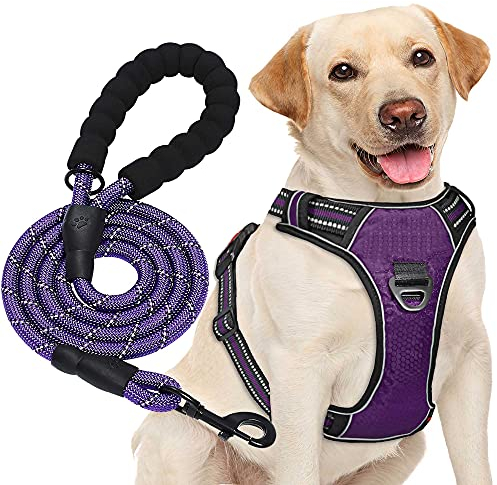 haapaw No Pull Dog Harness Adjustable Reflective Oxford Easy Control Medium Large Dog Harness with a Free Heavy Duty Dog Lead