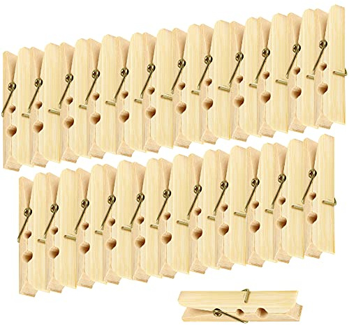 Lot de 96 pinces à linge en bambou (6 cm), pinces à linge en bambou, pinces de bricolage, pinces décoratives, pinces à photo avec ressort en métal solide