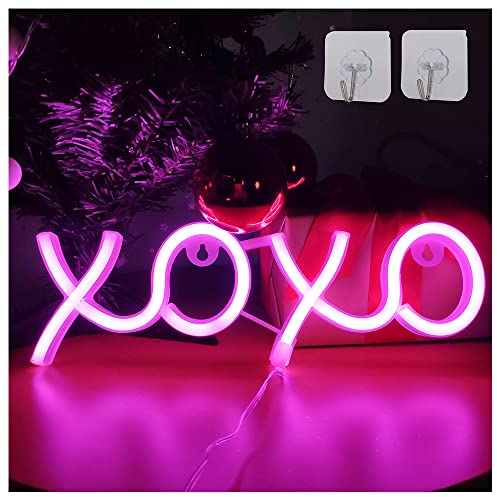 ENUOLI XOXO Neonzeichen XOXO Licht Neonzeichen - USB & Batteriebetriebene LED-Zeichen Neonlichter Neon-Nachtlichter für Schlafzimmer Neonzeichen für Wanddekoration Geburtstag Hochzeit Weihnachtsraum