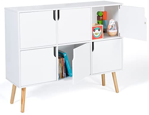 IDMarket - Meuble de Rangement Cube Enfant Emmie avec 6 Cases en Bois Blanc
