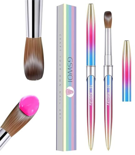 100% Kolinsky Acrylic Nail Brush Size 16,Pure Handmade Round Shape Nail Brushes For Acrylic Application,Professional Nail Art Brush Manicure for Women (#16)