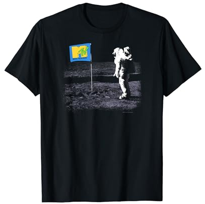 MTV Moon Person Vintage Flagge auf dem Mond T-Shirt