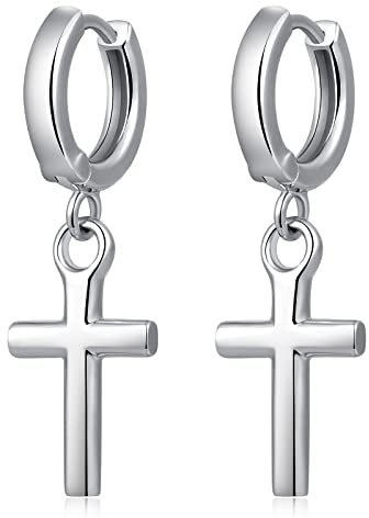 jiamiaoi Kreuz Ohrringe Silber 925 Creolen mit Kreuz Silber Ohrringe Ohrhänger Herren Damen