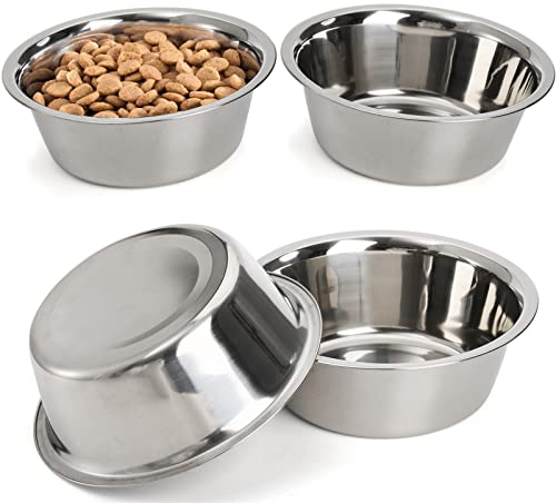DEAYOU 4 Stück Hunde und Katzennapf aus Edelstahl, Futter- und Wassernapf aus Metall, 21cm Grundfutternapf für Hunde, 1,3L Ersatznapf für erhöhten Stand, Kätzchen, Welpe, spülmaschinenfest