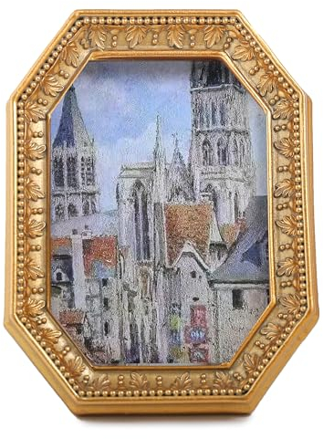 SIKOO Kleine Bilderrahmen im Vintage-Stil, 6.3x8.9 cm, Antik-Gold, Brieftaschengröße, Bilderrahmen, kunstvoller Mini-Fotorahmen, Tischplatte und Wandbehang, Kunst, Fotogalerie