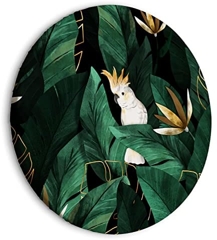 murando - runde Bilder tropische Blätter 40x40 cm Leinwandbild 1 tlg Kunstdruck modern Wandbilder XXL Wanddekoration Design Wand Bild Dschungel Tier Vogel Affe g-C-10087-bc-a