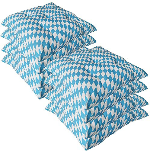 NYVI Stuhlkissen 38x38 cm ComfySeat Bayrische Raute 8er Set - Sitzkissen mit 6 cm Comfort Sitzpolster - Indoor & Outdoor - Gartenstuhlkissen aus Baumwoll-Mischgewebe - ÖkoTex 100