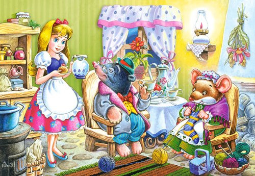 alles-meine.de GmbH Puzzle 60 Teile - Märchen Däumelinchen - Hans Christian Andersen - Kinderpuzzle für Kinder - Märchenpuzzle Maus Maulwurf