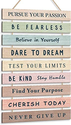 HPUINB Inspirational Quotes Wall Art,Inspirational Wood Sign,Rainbow Motivational Quote Wall Decor for Nursery,Be Kind Positive Phrases Wall Decorations For Kids Bedroom Decor