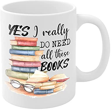 Bexdug Taza del Biblioteca,Taza Decorativa del Viaje los Amantes los Libros | Taza café 350 ml Sí, Realmente Necesito Todos Estos Libros Taza café Literatura cerá ICA