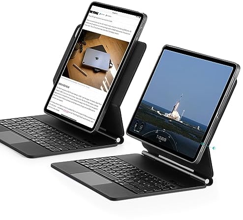 ESR Magnetische Keyboard Hülle, iPad Tastatur Hülle für iPad Pro 12.9 2022, magnetischer Ständer, Porträt-/erhöhte Ansichtsmodi, federnde Leuchttasten, Multi-Touch-Trackpad, Rebound-Serie, Anthrazit