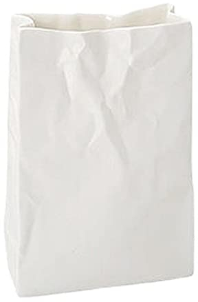 Moonyan Crinkle Papiertüte Blumenvase - Weiße Vase für Blumen,Weiße, minimalistische Boho-Vase für modernes, trendiges Zuhause, Esszimmer, Tischdekoration