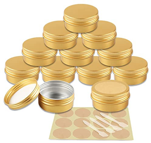 YANCAER 10 Pièces Pots en Aluminium Or de 50ml avec Couvercle - D57mm x H28mm Vide Ronde Cosmétiques Pot Conteneurs de Voyage pour Maquillage, Crème, Baume à Lèvres, Mini Bougies