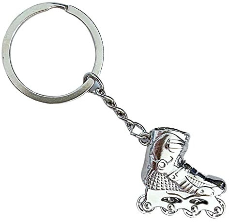 AUTOZOCO Llavero patines metálico, patín en línea metal, diseño plateado, patinaje metal, patinetes metálico