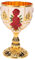 Gobelet Calice de 10,2 Cm doré, Calice doré Pimp Cup en Alliage de Zinc Rétro Motif de Fleurs en Relief élégant Pimp Cup pour Fête Banquet Bar 10,2 Cm Goblet Calice Gold Goblet (Fleur rouge sur or