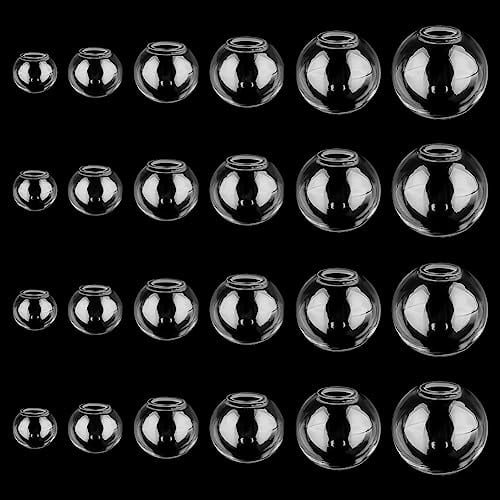 PH PandaHall 180pcs Mini globe en verre, 6 tailles Bouteilles de boule de verre Souhait Boule De Verre Sphères de verre Boule d'artisanat en cristal UV Planet pour la fabrication de pendentifs