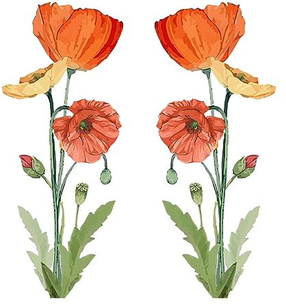 SUPERDANT Coquelicot Fleur Stickers Muraux Rouge Floral Sticker Chambre Tête de Lit Décoration Murale Fleur Bricolage Art pour Salon Filles Chambre Crèche Maternelle