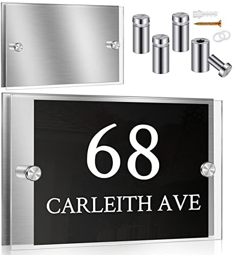 Qunclay 4 Sets Acrylic Office Name Plate for Wall 7.8 x 5.1 Inch Acrylic Wall Name Plate Holders Office Door Sign Systems with Stainless Steel Standoff Screws Aluminium Sign Holder
