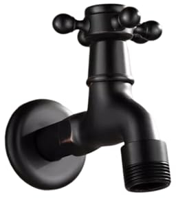 Wasserhahn Waschmaschine Schwarzer Verlängerter 1/2-Zoll/3/4-Zoll-Wasserhahn Und Wischbecken Für Waschmaschine Schnell Zu Öffnende Einzelne Kaltwasserdüse Komplett Aus Kupfer 3/4 Zoll Lang