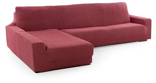 SOFASKINS® super elastischer Chaise Longue überzug, Sofabezug Linke Lange Armlehne, Sofa überzug atmungsaktiv, bequem und langlebig, Kompatible Abmessungen des Sofas (210-340 cm), Farbe dunkle fuxie