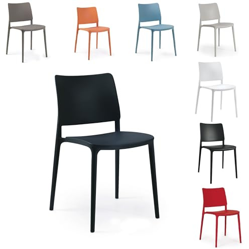 PAPATYA Joy-S 1er-Set Designer- Kunststoffstuhl, 200 kg belastbar, Leichter stapelbar Gartenstuhl, wetterfester Balkonstuhl, Terrassenstuhl, Hotelstühle, Restaurantstühle, Stapelstuhl (Anthrazitgrau)