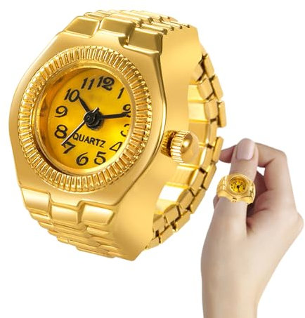 Wpsagek Ringuhren für Damen, Fingeruhr - Herren-Fingeruhr,Elastische Retro-Fingeruhr für Männer und Frauen, Partybevorzugung, Alltagskleidung, Weihnachten, Valentinstag, Geburtstag, Abschlussfeier