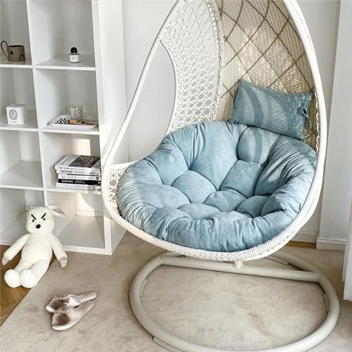 STORYSUNG Outdoor/Indoor Rattangeflecht Schaukel Hängematte Sitzpolster Hängendes Eierstuhlkissen für Terrasse Garten, 41,3 * 41,3 * 4,7 Zoll(E)