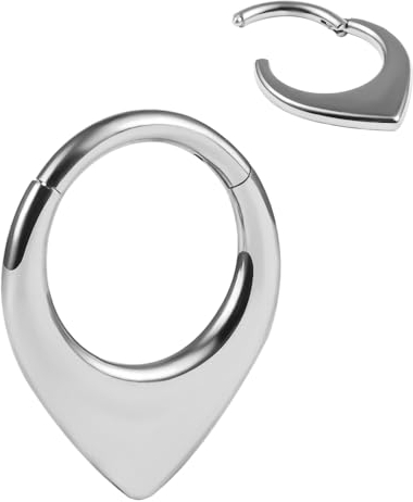 Vankula Septum Piercing Ring Hinged Segment Clicker 8mm 16g Chirurgenstahl Helix Daith Tragus Conch Piercing Schmuck für Frauen und Männer Silber