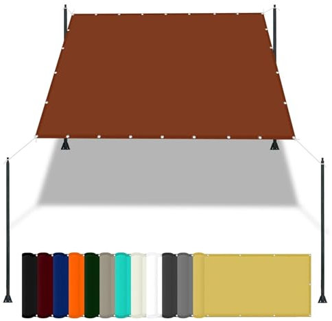 Telo di Ricambio per Ombrellone 4 x 4 m Impermeabile Telo Ombra Tenda Traspirante in Pes per Protezione Dai Raggi UV Ideali per Cortile Patio e Campeggio, Rosso Ruggine