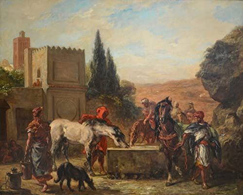 PSVDCTOO Vintage Malerei Poster Poster Bilder Pferde an Einem Brunnen Von Ferdinandeugene Delacroix für Home Dekoration60x90cm