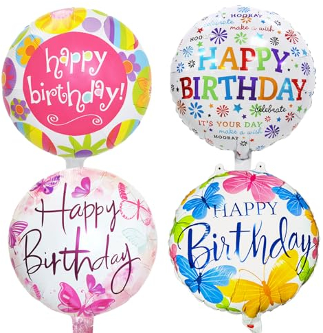 happy birthday ballon, 4 folienballon geburtstag, helium luftballons geburtstag, luftballons bunt, buchstaben luftballon geburtstagsdeko für Kinder und Erwachsene party