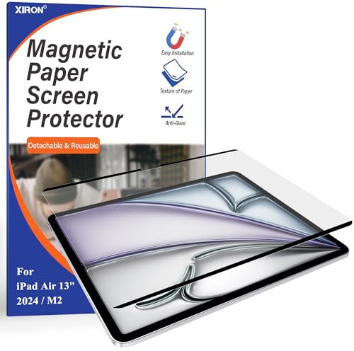 Protection Écran pour iPad Air 13 Pouces M3 2025 M2 2024, Magnétique Protecteur d'écran en Papier Film pour écrire/Dessiner, Amovible et Réutilisable, Installation Facile, Compatible avec Film Trempé