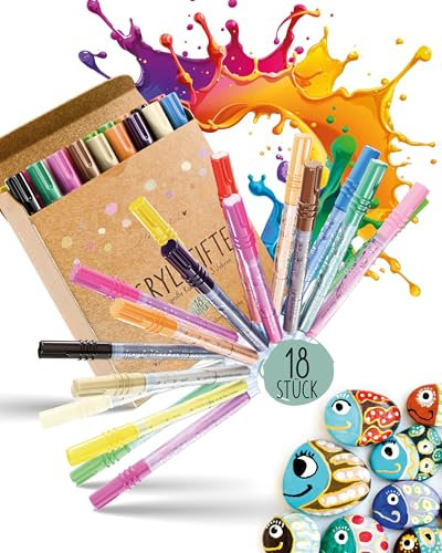 lila liebt dich® 18 Acrylstifte für Steine, Wasserfeste Markern