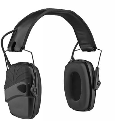 MRDEER Casque Anti Bruit de Tir Electronique, Réducteur de Bruit Réglable, Casque Antibruit de Sécurité Electronique, Protection Auditive de Chasse Amplificateur Sonore (noir)