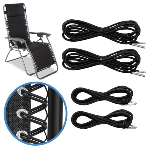 COITEK Extra Long Zero Gravity Chair Repair Cord, 4 Pack Replacement Elastic Cords, Black