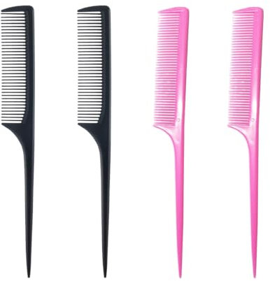 WeddHuis 4 PCS Pettine A Coda Di Alta Qualità Pettine Professionale Antistatico per Parrucchieri Pettine Styling Fibra Carbonio Calore Antistatico Resistente Pettine Coda