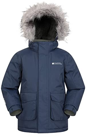 Mountain Warehouse Ranger Plain Kids Parka Jacket | Boys & Girls Water-Resistant Warm Puffer Coat with Adjustable & Fleece-lined Hood, Elasticated Cuffs for Comfort, For Winter
