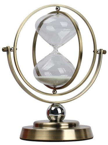 Petyoung Sablier globe de 30 minutes, grand sablier en laiton, horloge à sable rotative antique, verre de verre pour la maison, le bureau