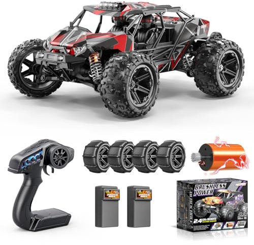 Womaqu Ferngesteuertes Auto Erwachsene 1:14 Brushless RC Auto/RC Car mit Überrollkäfig, 4WD Truck 52 km/h, 2X 2S 1500mAh LiPo Akku, mit 2 Reifensätzen, Aufrüstbar auf 3S 70 km/h